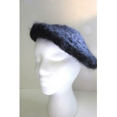 Handmade NEW Black Beret Wool Mohair Hat Crochet Mod Goth Bohemian Unique Cap  eb-75691775